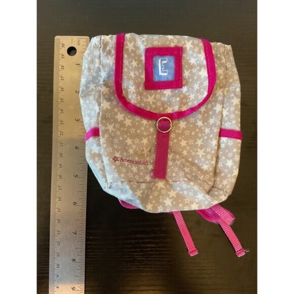 American Girl Backpack Gray Pink Silver Star Drawstring Bag for Doll - Picture 5 of 5